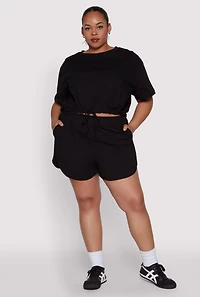 Womens Plus Smocked Dolphin Shorts,