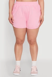 Womens Plus Size Smocked Dolphin Shorts, Pink, Size 2X
