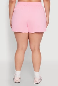 Womens Plus Size Smocked Dolphin Shorts, Pink, Size 2X