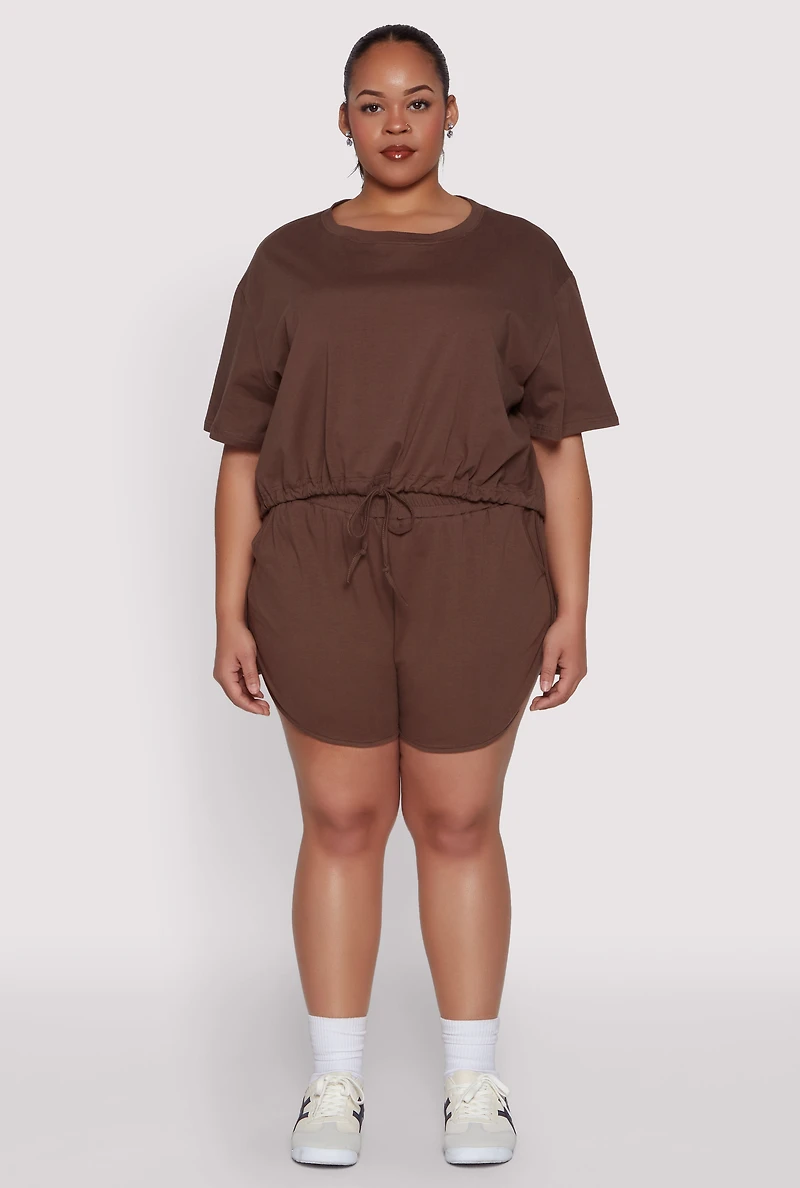 Womens Plus Smocked Dolphin Shorts,