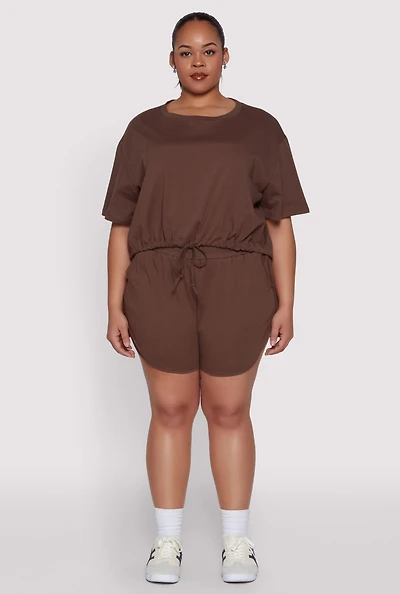 Womens Plus Smocked Dolphin Shorts,