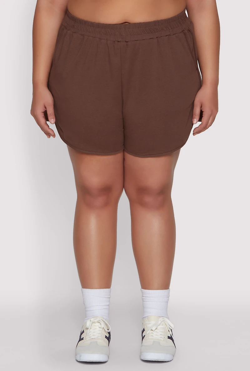 Womens Plus Smocked Dolphin Shorts,