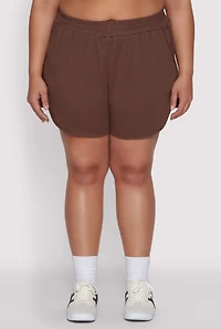 Womens Plus Smocked Dolphin Shorts,