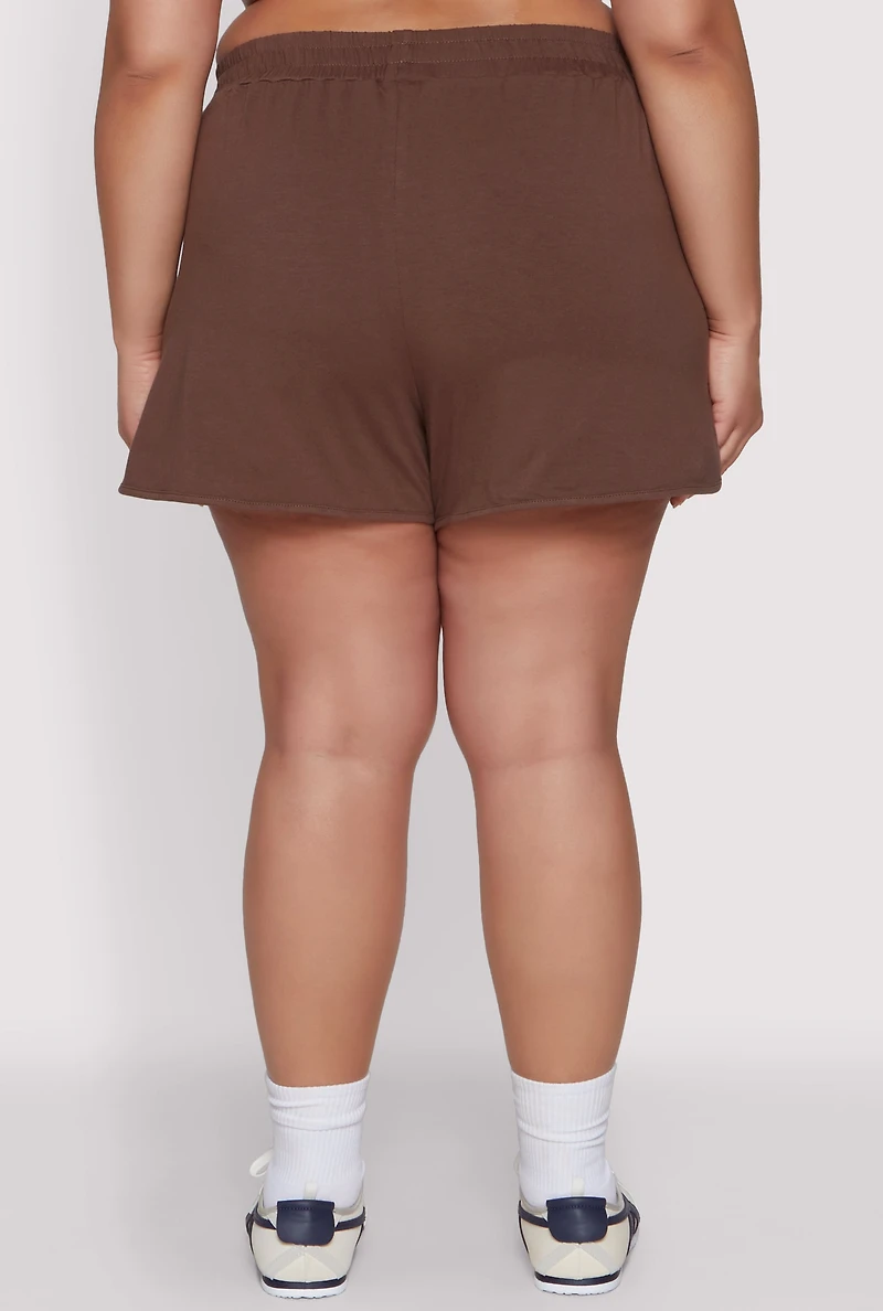 Womens Plus Smocked Dolphin Shorts,