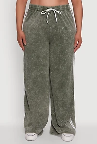 Womens Plus Size Daisy High Waisted Acid Wash Wide Leg Pants, Green, Size 3X
