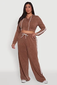 Plus Daisy High Waisted Acid Wash Wide Leg Pants