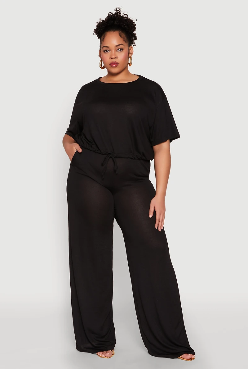 Plus Daisy High Waisted Wide Leg Pants