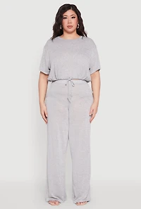 Womens Plus Daisy High Waisted Wide Leg Pants,