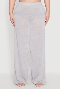 Womens Plus Daisy High Waisted Wide Leg Pants,