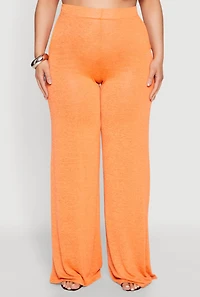 Womens Plus Size Daisy High Waisted Wide Leg Pants, Orange, Size 1X