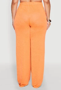 Womens Plus Size Daisy High Waisted Wide Leg Pants, Orange, Size 1X