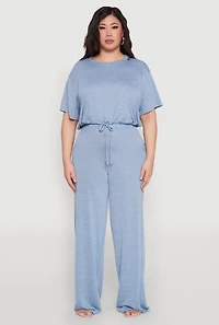 Womens Plus Daisy High Waisted Wide Leg Pants, 3X