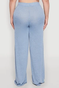 Womens Plus Daisy High Waisted Wide Leg Pants,