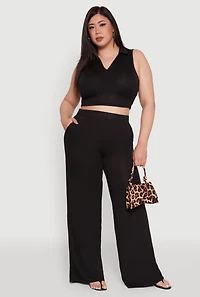 Plus Daisy Sleeveless Cropped Polo Top