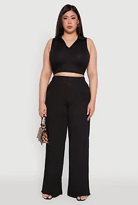 Plus Daisy Sleeveless Cropped Polo Top