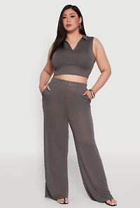 Plus Daisy High Waisted Wide Leg Palazzo Pants