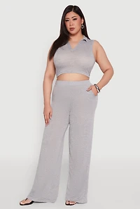 Plus Daisy High Waisted Wide Leg Palazzo Pants