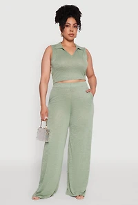 Plus Daisy High Waisted Wide Leg Palazzo Pants