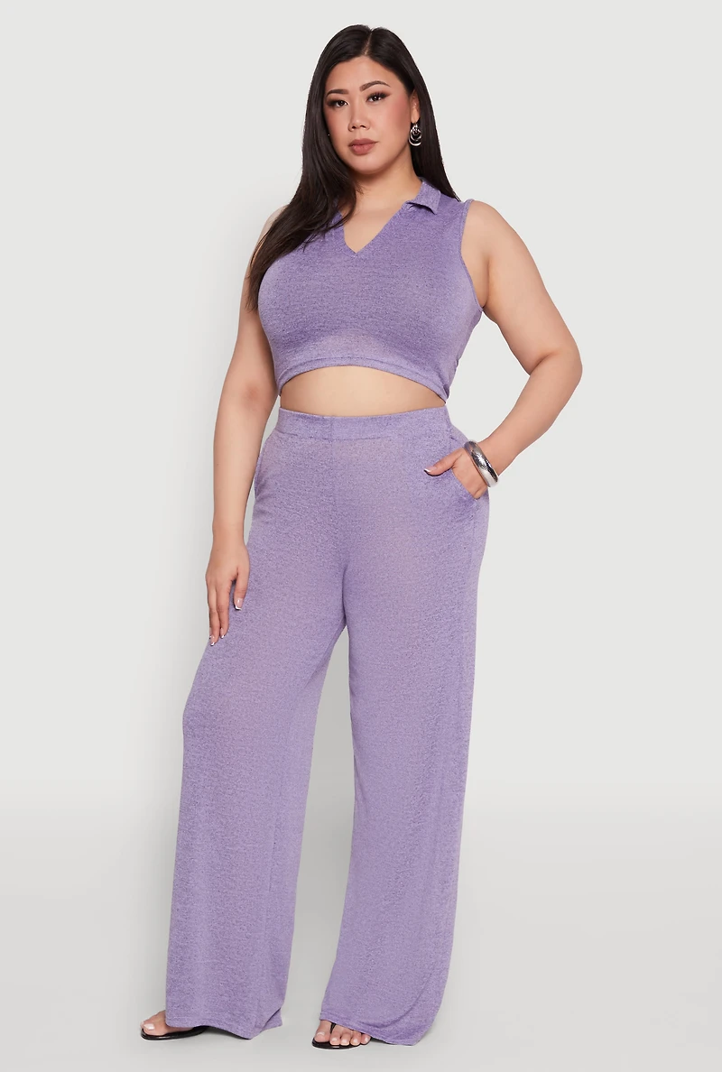 Plus Daisy High Waisted Wide Leg Palazzo Pants