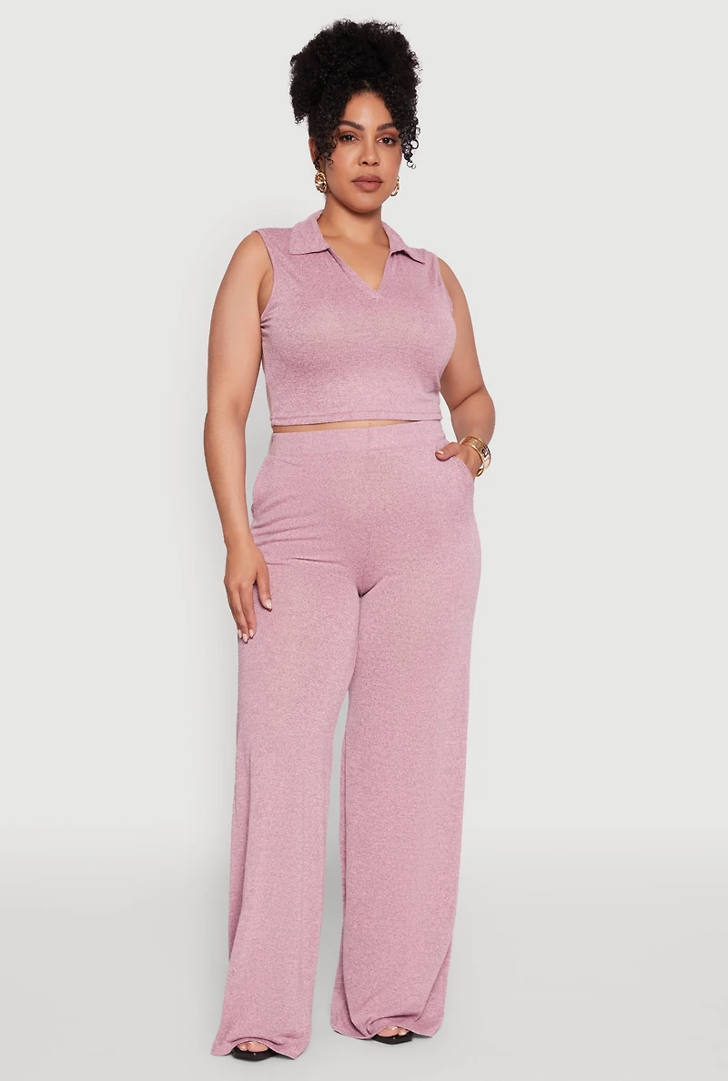 Plus Daisy High Waisted Wide Leg Palazzo Pants