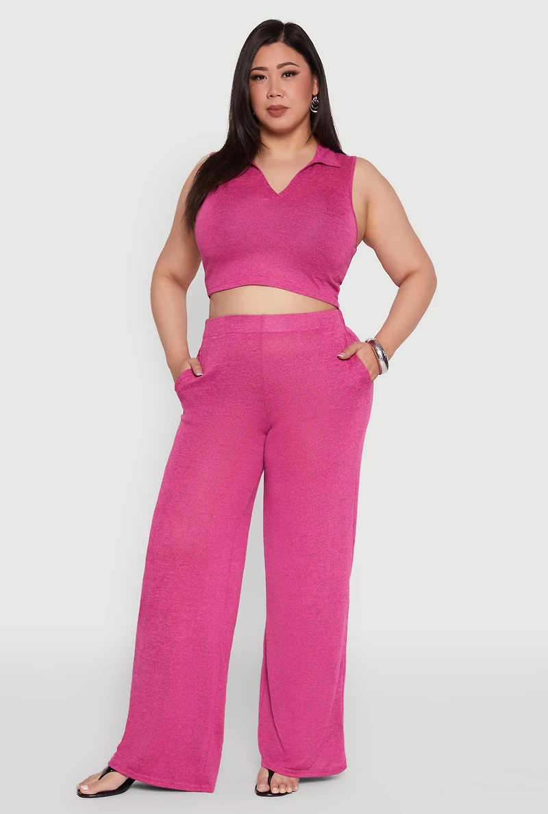 Plus Daisy High Waisted Wide Leg Palazzo Pants