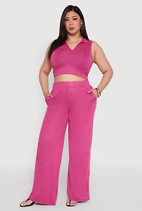 Plus Daisy High Waisted Wide Leg Palazzo Pants