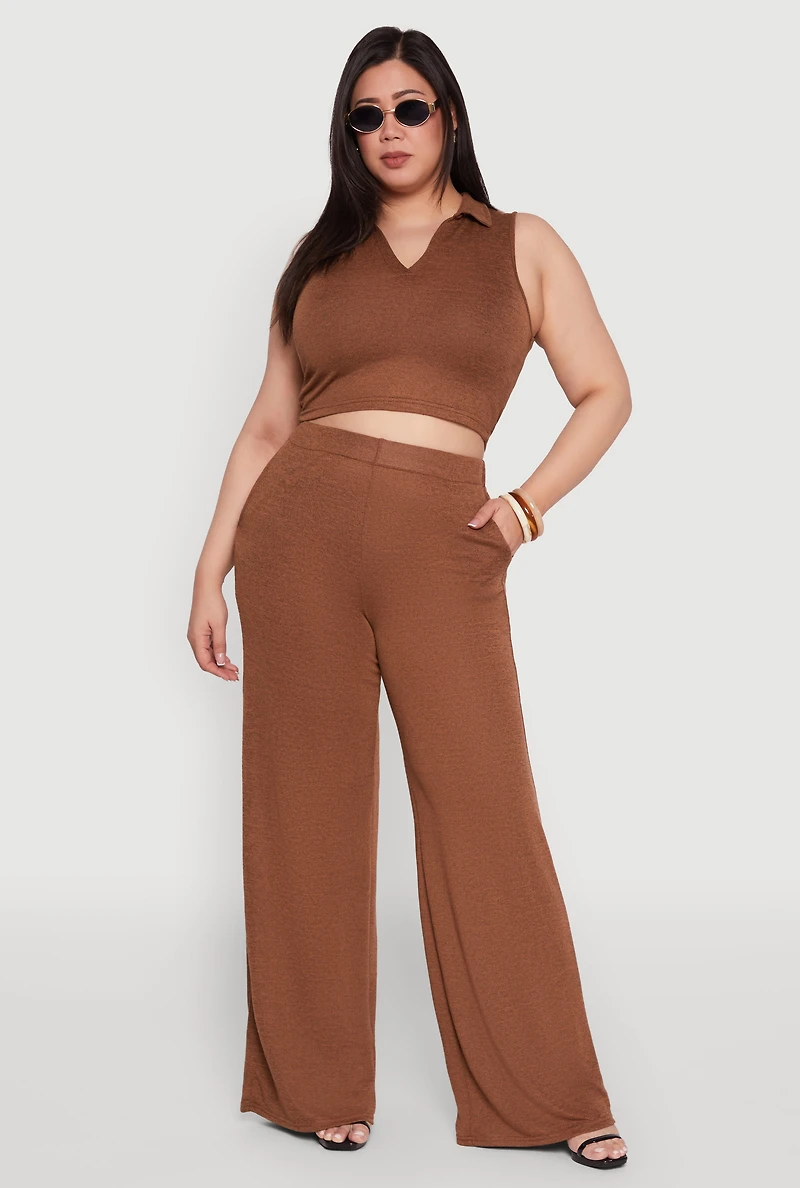 Plus Daisy High Waisted Wide Leg Palazzo Pants