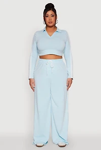 Plus Daisy Mineral Wash Varsity Stripe Crop Top