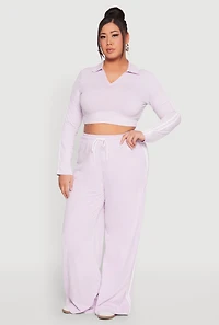Womens Plus Daisy Mineral Wash Varsity Stripe Crop Top, Purple,