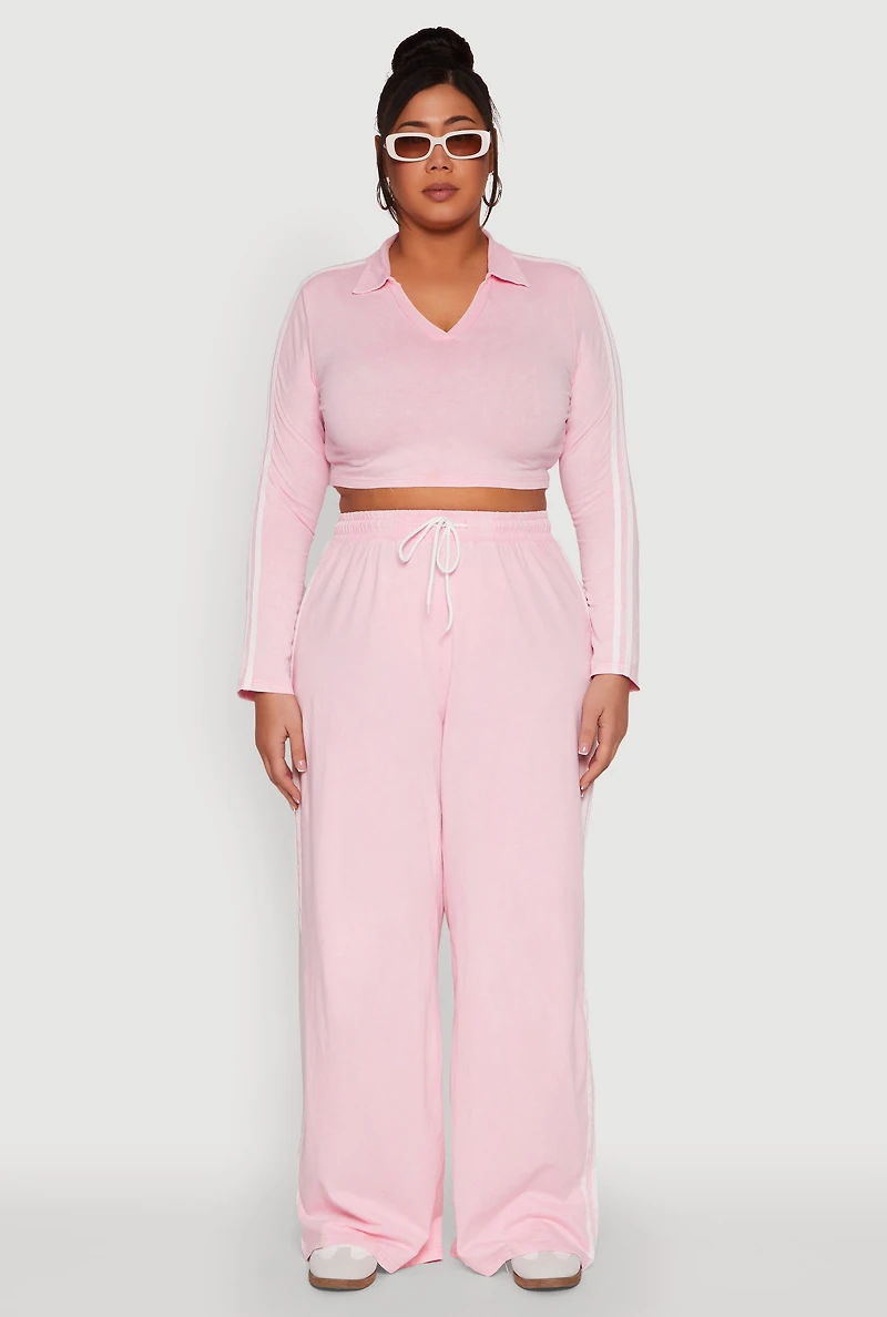 Plus Daisy Mineral Wash Varsity Stripe Sweatpants