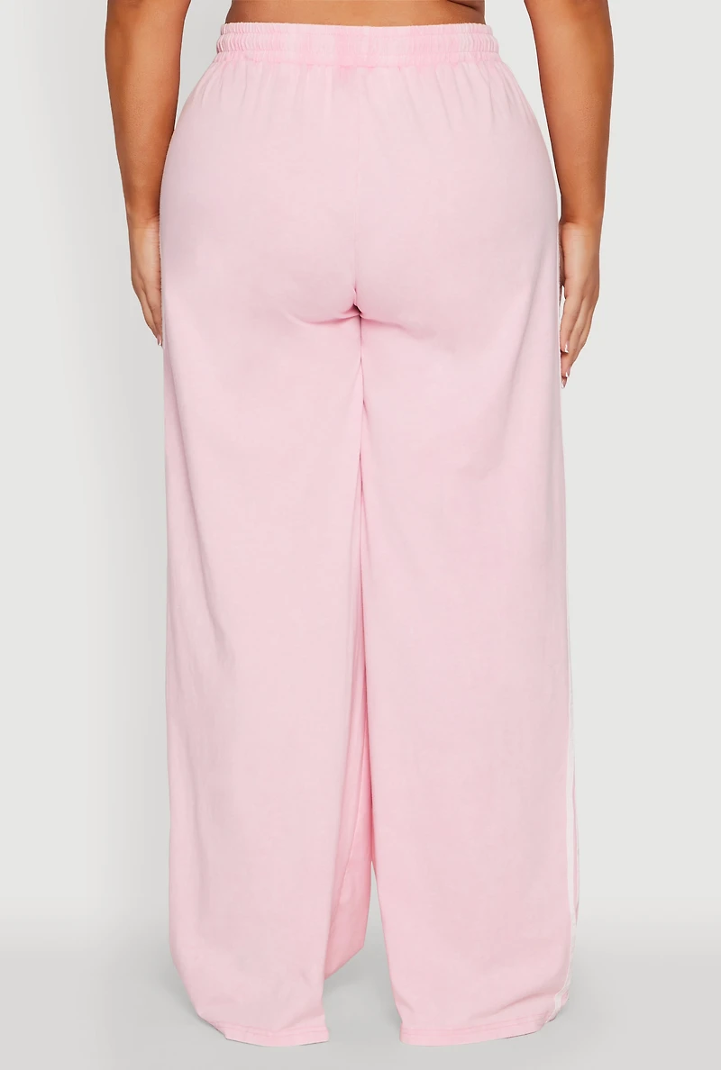 Plus Daisy Mineral Wash Varsity Stripe Sweatpants