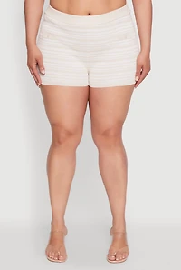 Plus Daisy Striped Button Detail Shorts