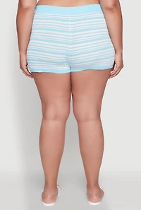 Womens Plus Daisy Striped Button Detail Shorts,