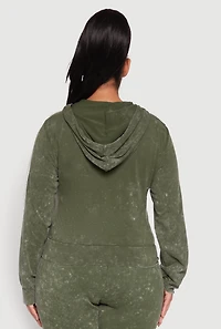 Womens Plus Daisy Varsity Stripe Zip Front Hoodie, Green,