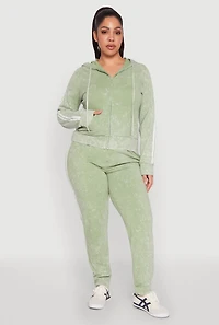 Womens Plus Daisy Varsity Stripe Zip Front Hoodie, Green,