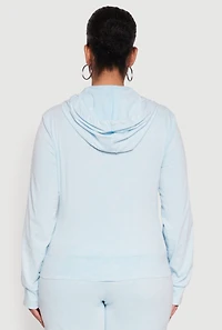 Womens Plus Daisy Varsity Stripe Zip Front Hoodie,