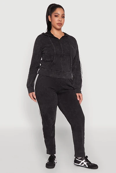 Womens Plus Daisy Varsity Stripe Drawstring Joggers,