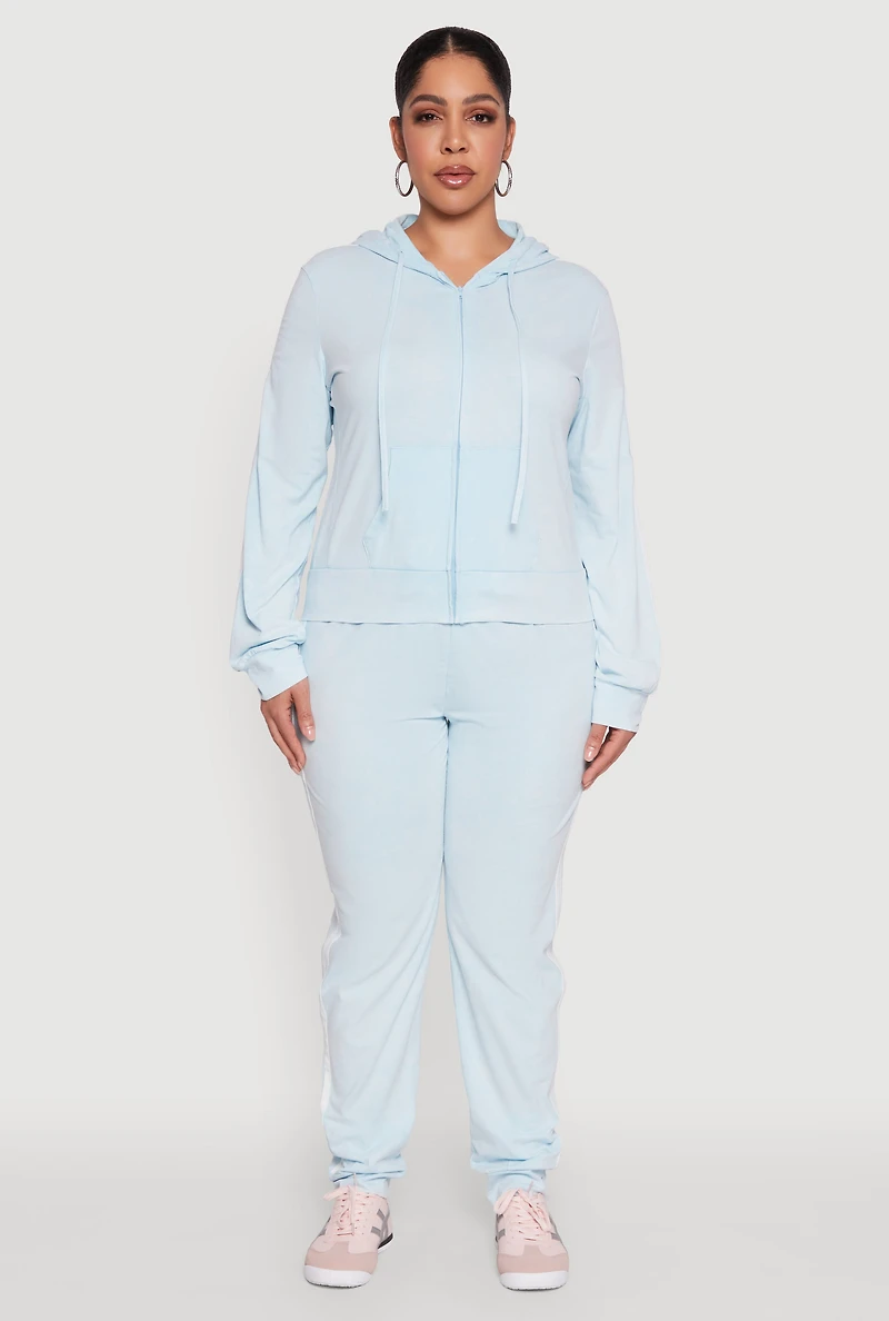 Womens Plus Size Daisy Varsity Stripe Drawstring Joggers, Blue, Size 2X