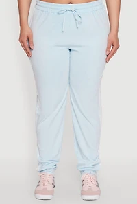 Womens Plus Size Daisy Varsity Stripe Drawstring Joggers, Blue, Size 2X