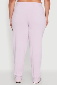 Womens Plus Size Daisy Varsity Stripe Drawstring Joggers, Purple, Size 2X