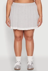 Plus Daisy Varsity Stripe Pleated Skort