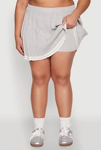 Plus Daisy Varsity Stripe Pleated Skort