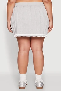 Womens Plus Daisy Varsity Stripe Pleated Skort, Grey,