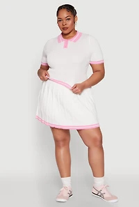 Plus Daisy Varsity Stripe Pleated Skort