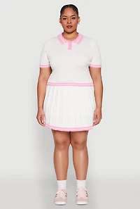 Plus Daisy Varsity Stripe Pleated Skort