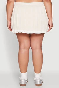 Womens Plus Size Daisy Varsity Stripe Pleated Skort, Beige, Size 2X