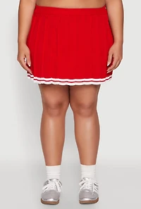 Womens Plus Daisy Varsity Stripe Pleated Skort, 2X