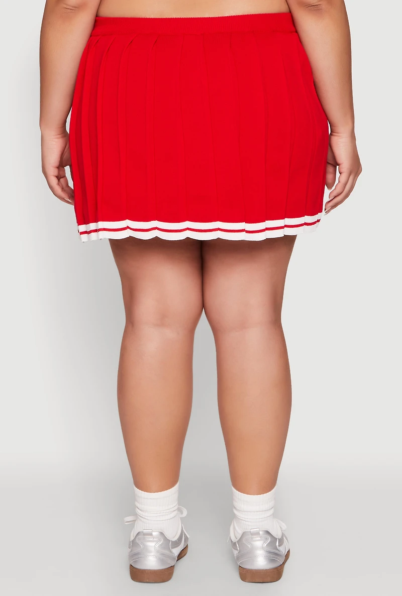 Womens Plus Daisy Varsity Stripe Pleated Skort, 2X