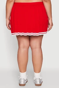 Womens Plus Daisy Varsity Stripe Pleated Skort, 2X