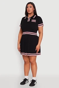 Womens Plus Size Daisy Varsity Stripe Crop Top, Black, Size 1X